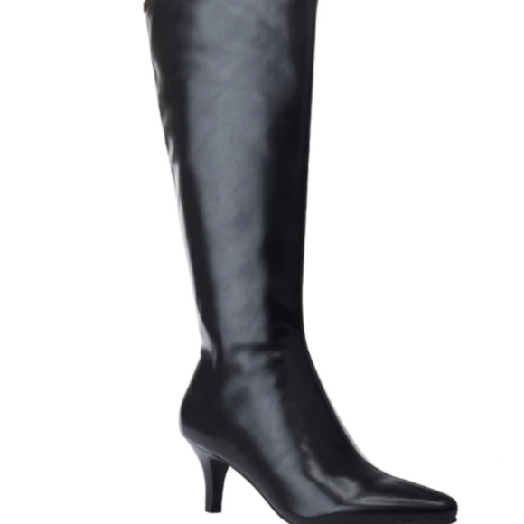Impo Shoes - Impo Noland stretch tall dress boot woman's 7M black low heels pointed toe zip